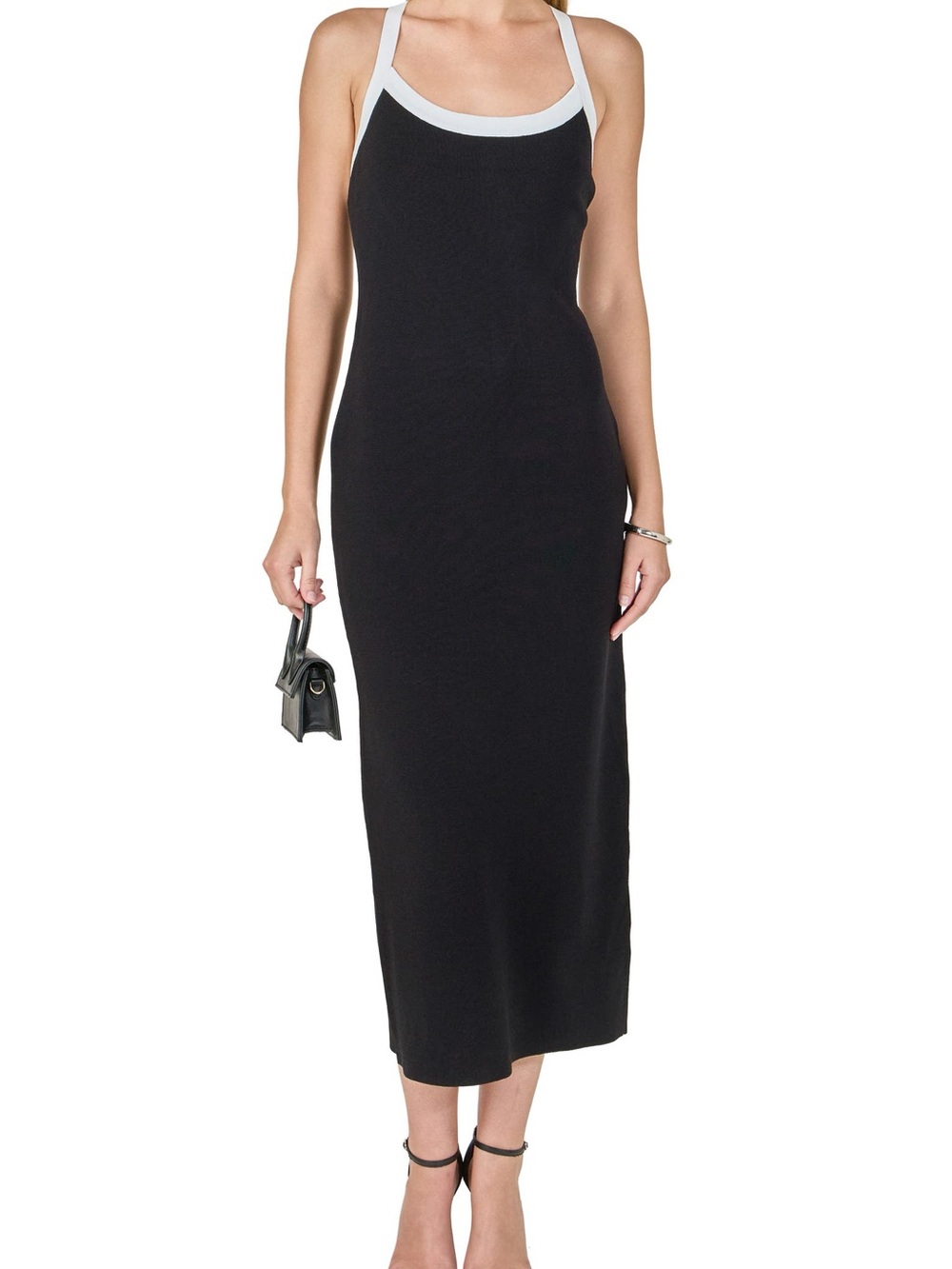 Endless Rose Crossback Knit Midi Dress Black